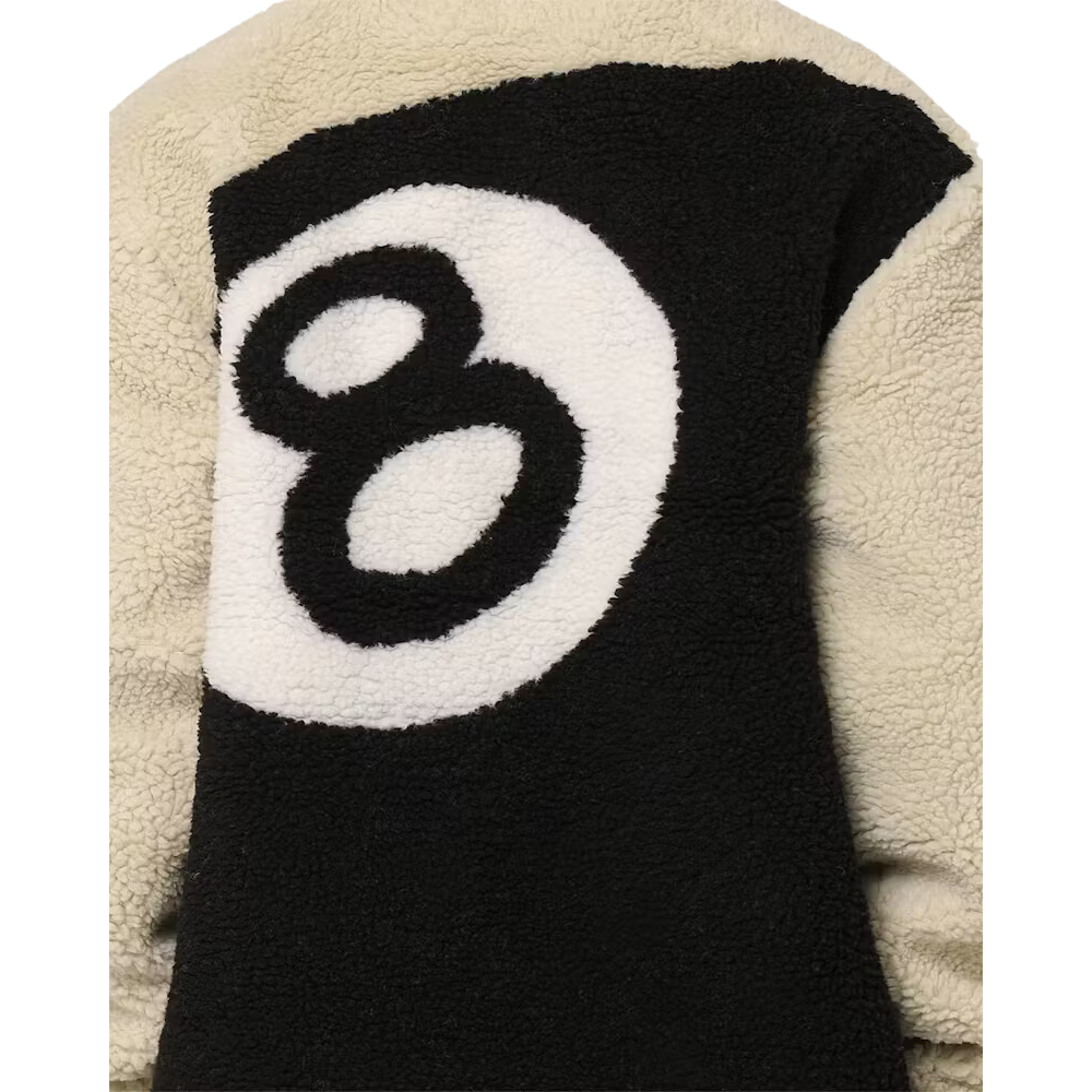 Stussy 8 Ball Reversible Fleece Jacket - Cream/Black