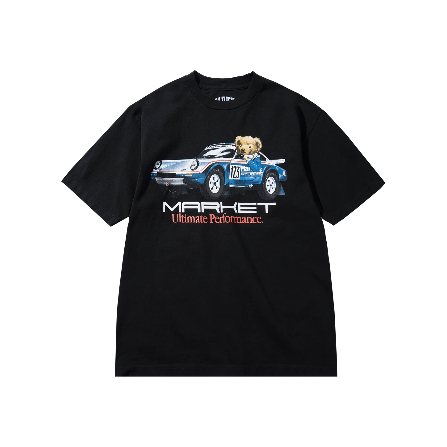 Market Studios Ultimate Rally Bear Blue Car T-Shirt - Black