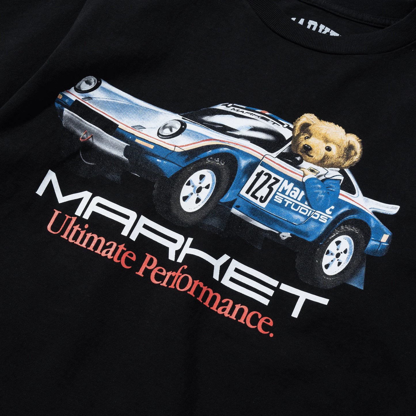 Market Studios Ultimate Rally Bear Blue Car T-Shirt - Black