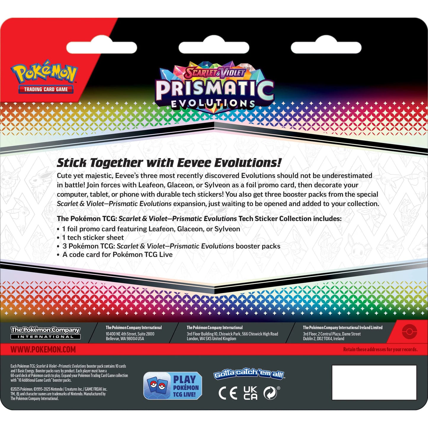 Pokemon TCG Scarlet & Violet - Prismatic Evolutions Tech Sticker Collection