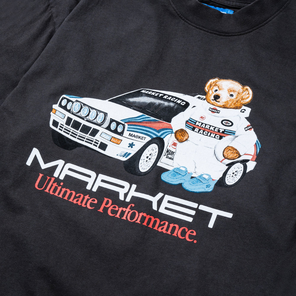 Market Studios Ultimate Rally Bear White Car T-Shirt - Washed Black