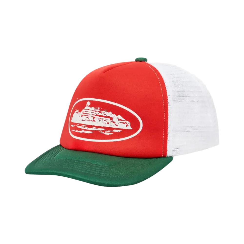Corteiz Alcatraz Trucker Hat Red & Green