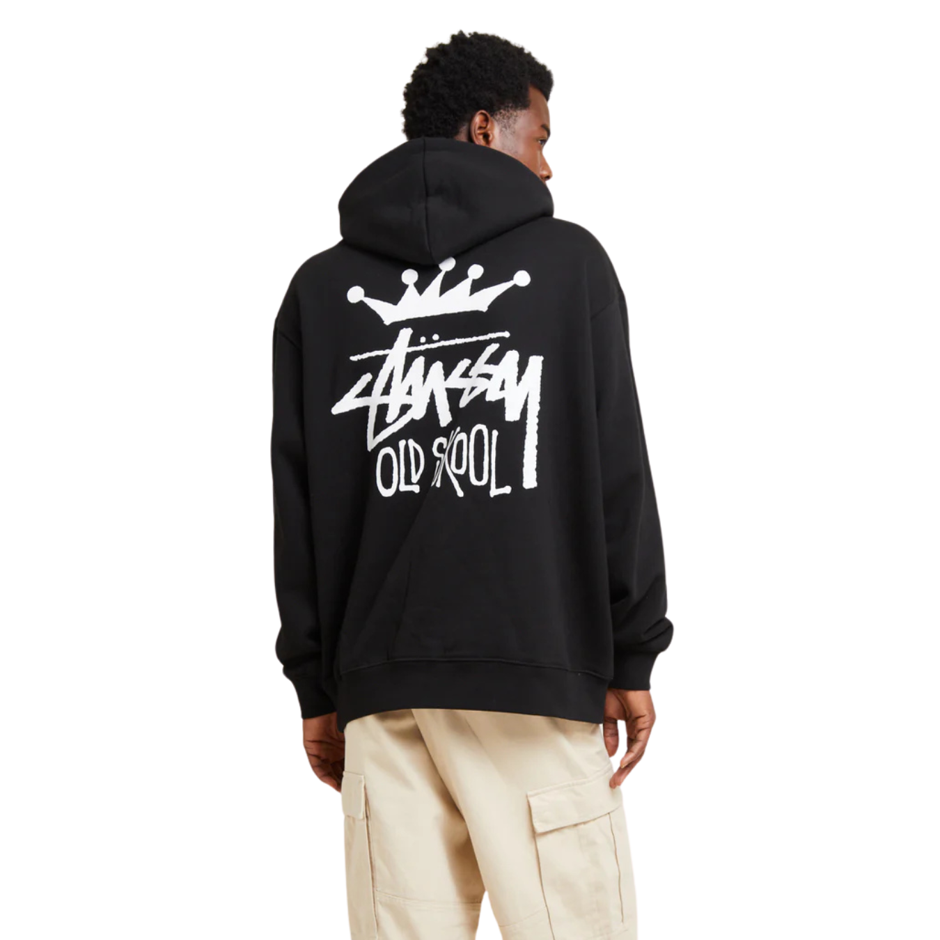 Stussy Old Skool Fleece Hoodie - Black